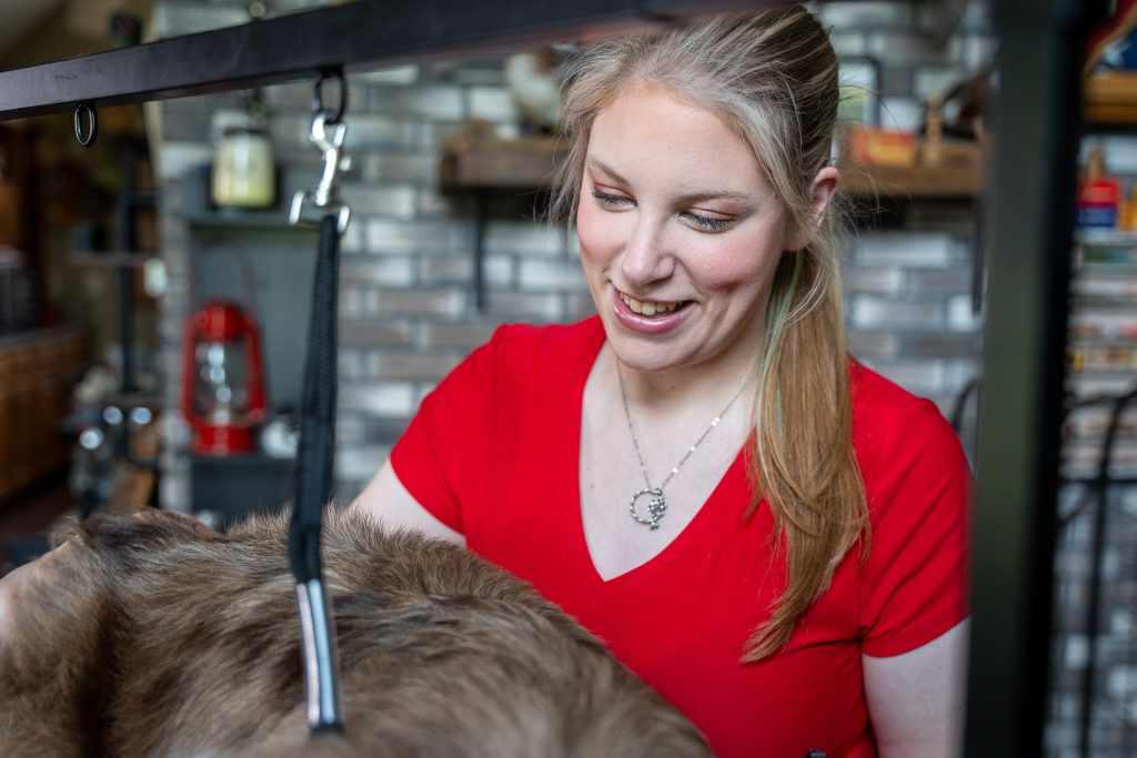 Professional dog groomer providing personalized pet care